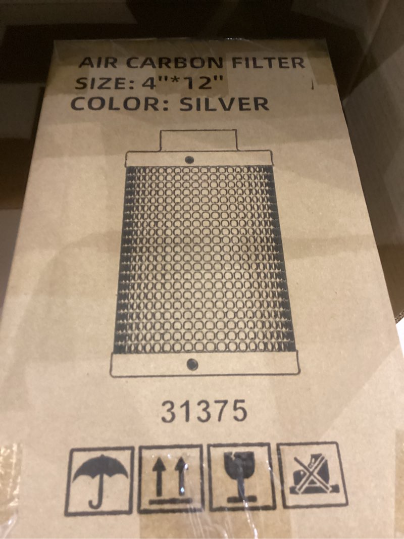 Condition photo showing New/Like New for iPower 4 Inch Air Carbon Filter Indoor Plants Grow Tent Odor Control Scrubber with Australia Activated C for Inline Fan, Prefilter Included, Silver Silver 4"X12"
