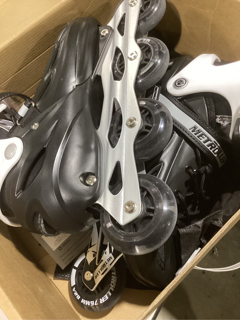 Condition photo showing Good Condition for METROLLER Inline Skates for Girls and Boys, Women, Men 4 Sizes Adjustable Inline Skates with Light Up Wheels, Illuminating Beginner Skates for Kids 5-8 8-12 & Adult Youth. Black XLarge-Youth & Adult (7-10 US)