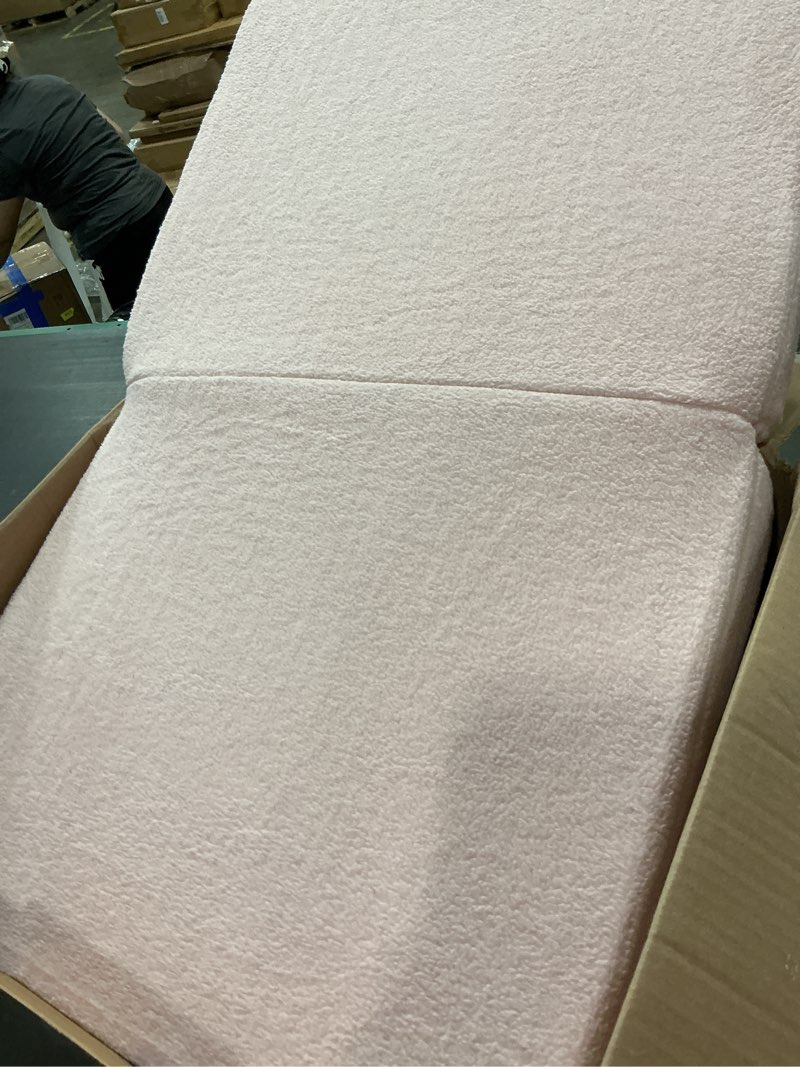 Condition photo showing Good Condition for blissful diary foldable toddler couch, 2-in-1 comfy toddler chair & lounger for reading, playroom, kids couch sofa for girls boys birthday gift, blush rainbow