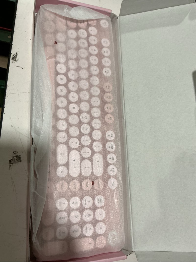 Condition photo showing Good Condition for wireless bluetooth keyboard - full size retro round typewriter style wireless keyboard with 2.4ghz & bluetooth dual-mode compatibility for pc, laptop, windows, mac, and more (pink)