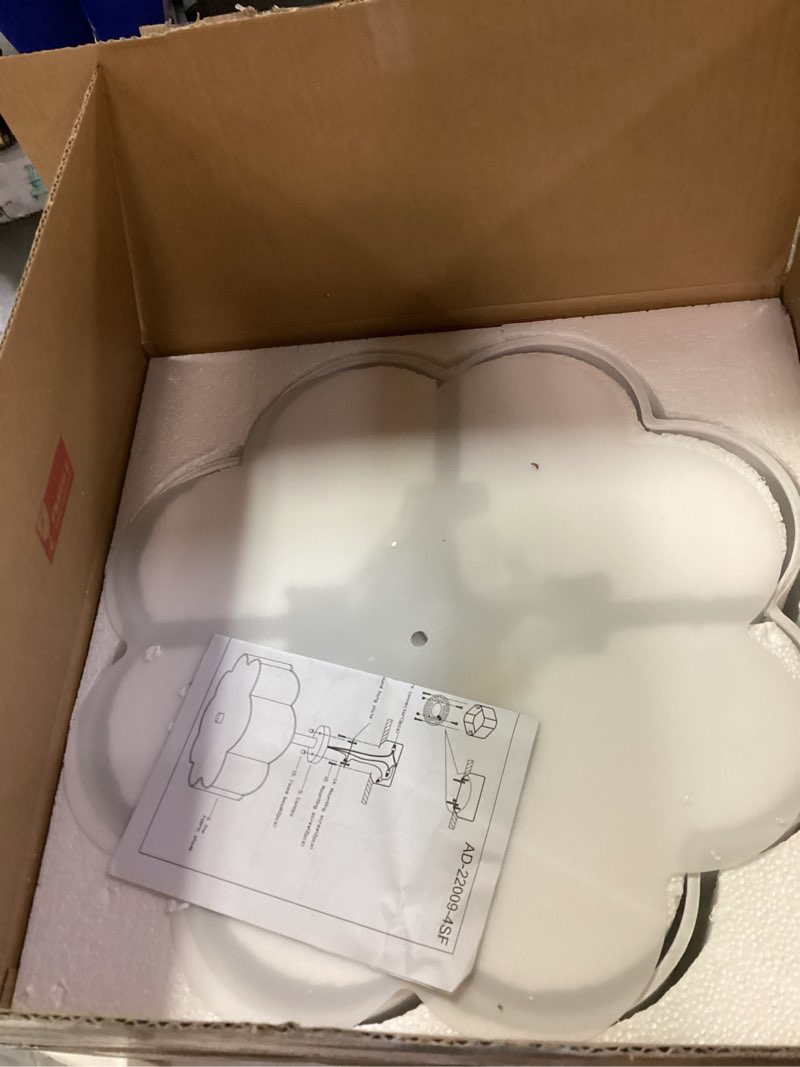 Condition photo showing New/Like New for Black Semi Flush Mount Ceiling Lights, 4-Light 18" Ceiling Light Fixtures with Fabric Shade in Flower Shape, Farmhouse Drum Lighting for Nursery Bedroom Kitchen, AD-22009-4SF-BK Black, Flower Shade 18"