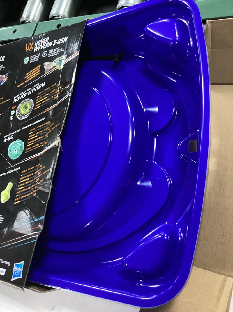 Condition photo showing Good Condition for beyblade x drop attack battle set with beystadium arena, 2 takara tomy tops & launchers, impact drake 9-60lr & hover wyvern 3-85n, battling game toys, ages 8+