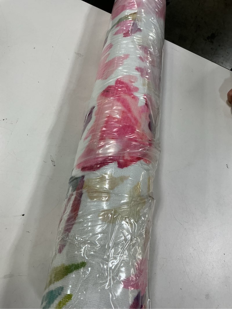 Condition photo showing New/Like New for Linon Home Decor Products The Anywhere Washable Rug Bronx Raspberry & Ivory 2' X 8' Runner Rug