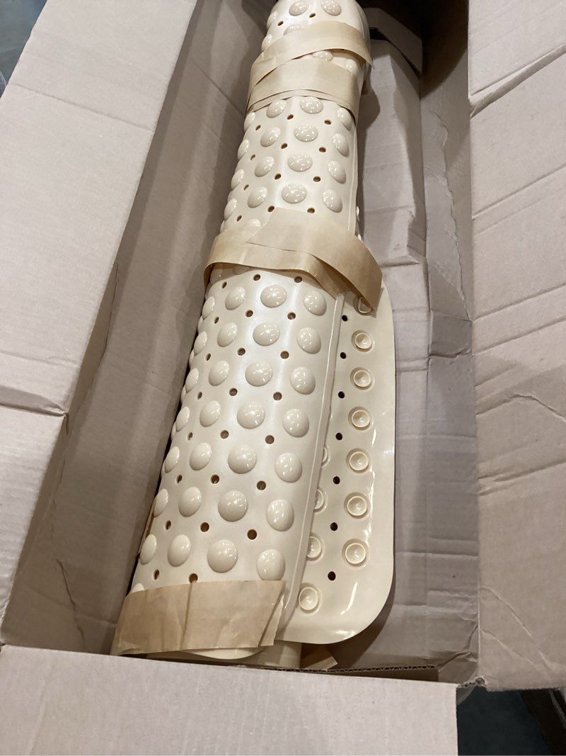 Condition photo showing Good Condition for enkosi extra large shower mat non slip - 47 x 32 inch - xl bathroom shower mat - large shower mats for shower stall floors - secure suction cups and drain holes (47x32 beige opaque) beige opaque 47" x 32" (rectangular)