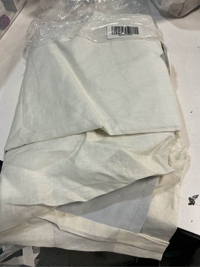 Condition photo showing Good Condition for quince european linen room darkening curtain, 48x96, ivory single panel