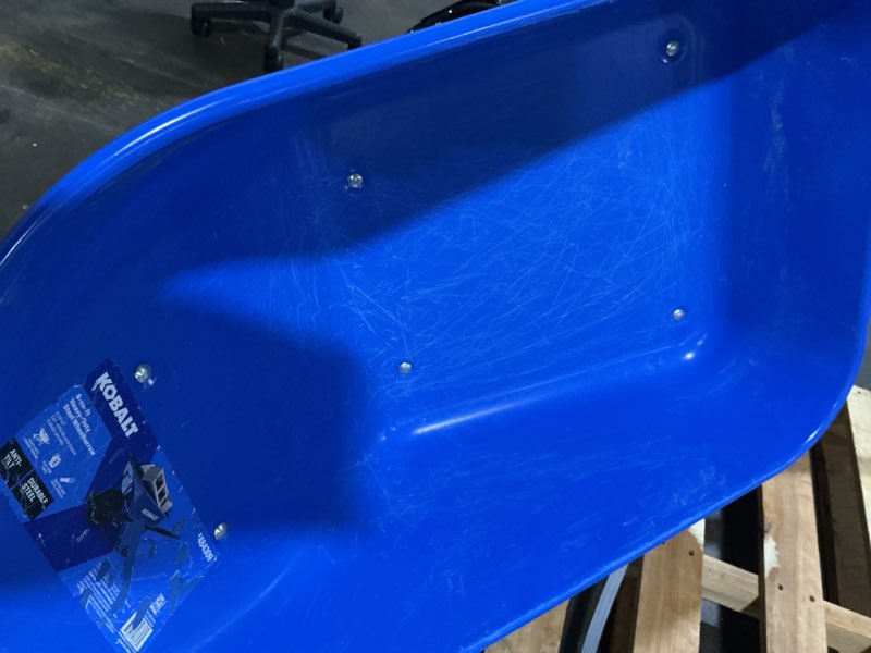 Condition photo showing As Is for kobalt 6-cu ft 1 wheel steel push wheelbarrow flat-free tire