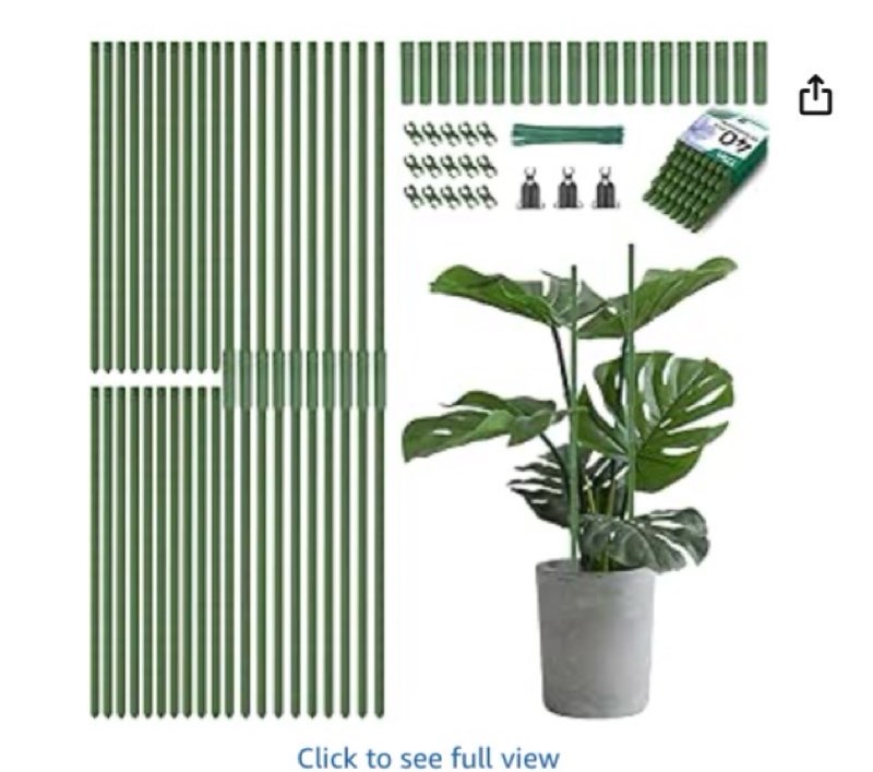 Breeze Touch Garden Trellis for Climbing Plants Outdoor, 40 Pack 17" Tomato Stakes Set with Clips & 