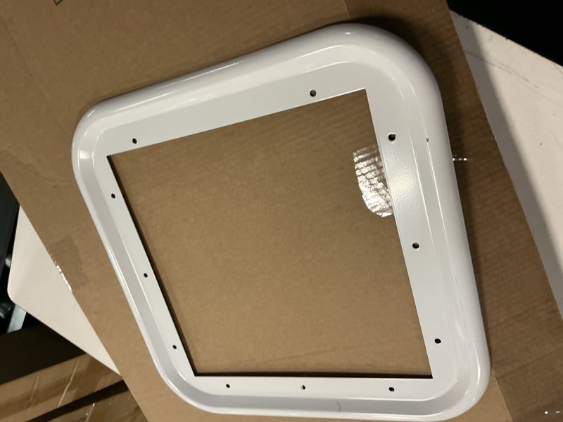Condition photo showing Good Condition for rv water heater door trim ring - white