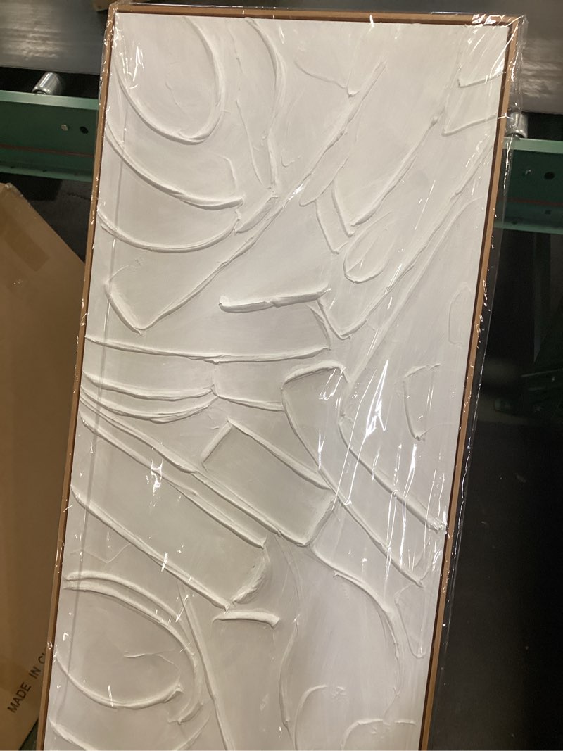 Condition photo showing New/Like New for XIANSHOU Oil Painting Art Wall Decor Pictures for Living Room Big Wall Artwork White Painting 29"x 58" Modern Abstract Wall Decor Bedroom Office Ready to Hang 29"x58" White