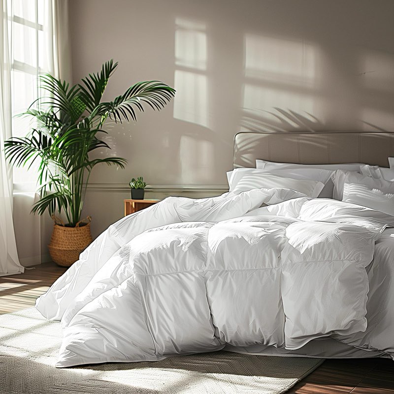 Serta Goose Feather Down Fiber Cotton Comforter Queen Size - 100% Cotton Duvet Insert - Hotel Luxury