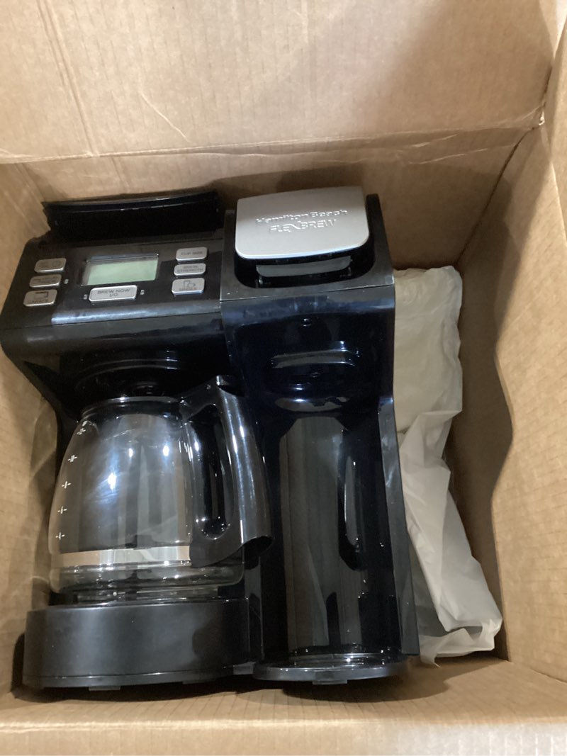 Condition photo showing Good Condition for hamilton beach flexbrew trio 2-way coffee maker, compatible with k-cup pods or grounds, combo, single serve & full 12c pot, black - fast brewing (49902) black, fast brewing, removable reservoir