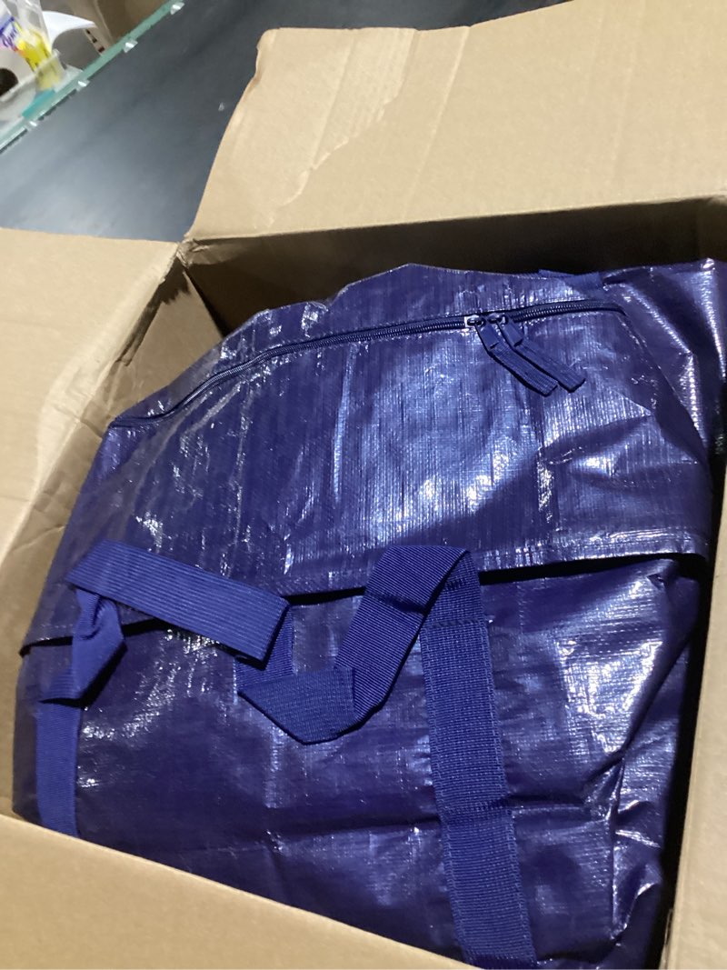 Condition photo showing Good Condition for 12 Pack Extra Heavy Duty Large Moving Bags with Strong Zipper & Comfortable Handles, Sturdy & Durable Clothes Storage Bags Totes Bins, Packing Moving Boxes for College Supplies, Dark Blue Dark Blue 12 Pack