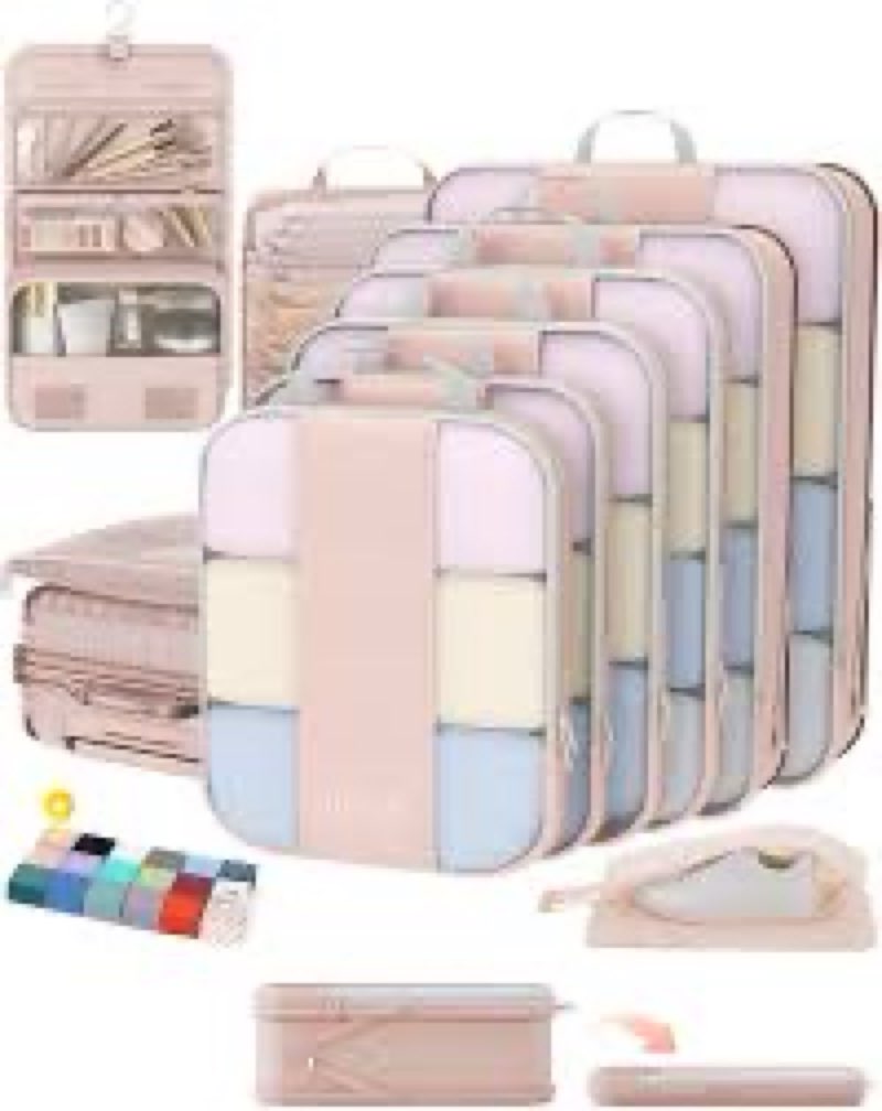 10 Set Compression Packing Cubes for Travel Gifts Women Mom,OlarHike Luggage Clothes Organizer for T