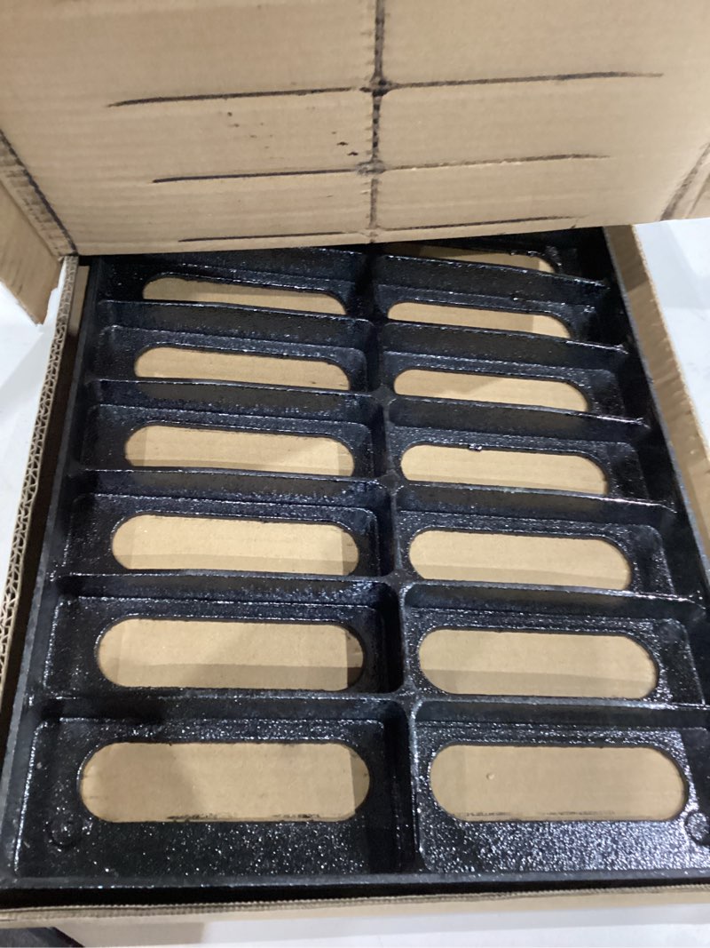 Condition photo showing Good Condition for cast iron drain grate, 12 * 20in heavy duty outdoor drain cover, b125 class channel grate, metal sewer grate, black square drainage grate for concrete floor, yard, driveway & garage. 20*12in