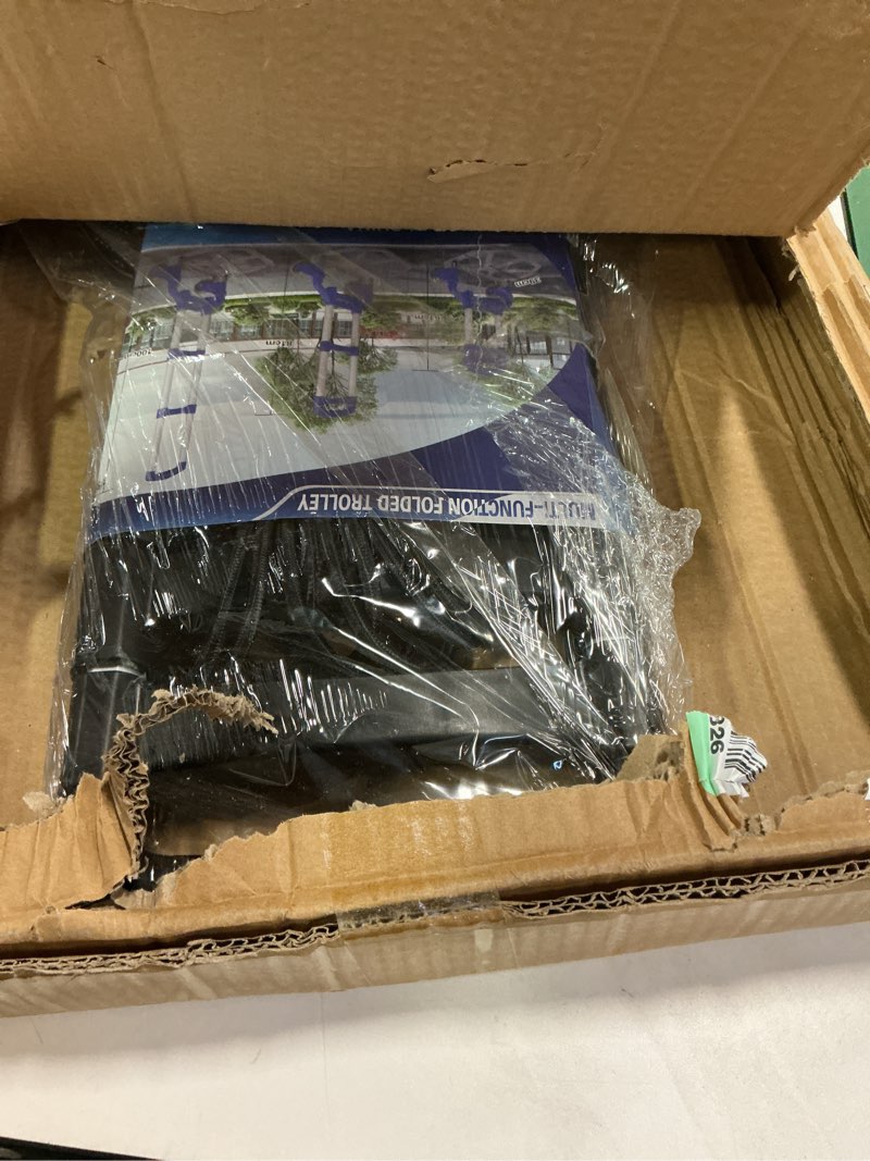 Condition photo showing Good Condition for Folding Hand Truck Portable Foldable Dolly Cart Aluminum Luggage Cart Trolley Cart Black MAX Load 180 lbs, with Black Bungee Cord, Telescoping Handle,Solid Aluminium Wheel suspensions, Double Bearings 180lbs