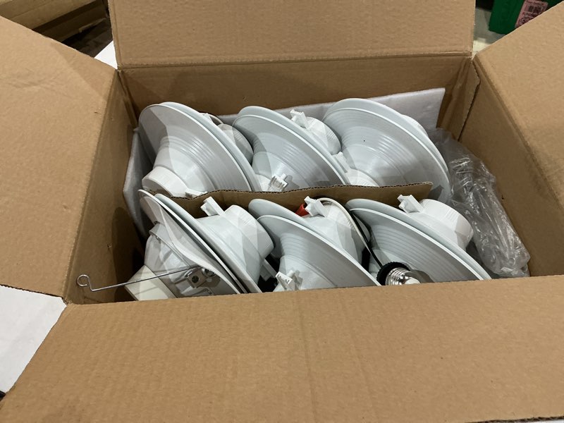 Condition photo showing Good Condition for 12 pack 5/6 inch 5cct led recessed downlight, can lights with baffle trim, wet rated, e26 base, 10.5w=85w, cri 90, dimmable, simple retrofit installation, energy star & etl listed 2700k/3000k/4000k/5000k/6500k-5cct 12pack