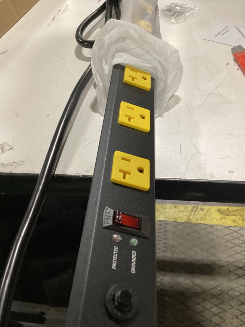 Condition photo showing Good Condition for HHSOET 16 Outlet Long Power Strip, 4FT Heavy Duty Power Strip with 4800J Surge Protection, 20a Mountable Wide-Spaced Outlets for Home, Office, Garage & Workshop - ETL Certified 4FT Yellow