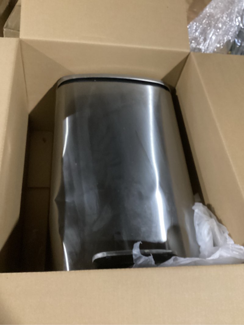 Condition photo showing item condition for Garvee Step-on Stainless Steel Kitchen Trash Can - 13 Gal / 50 L Large Capacity, Rustproof Metal Garbage Bin with Soft Close Lid, Removable Inner Bucket & Rear Handle Stainless Steel 13.2 Gallons