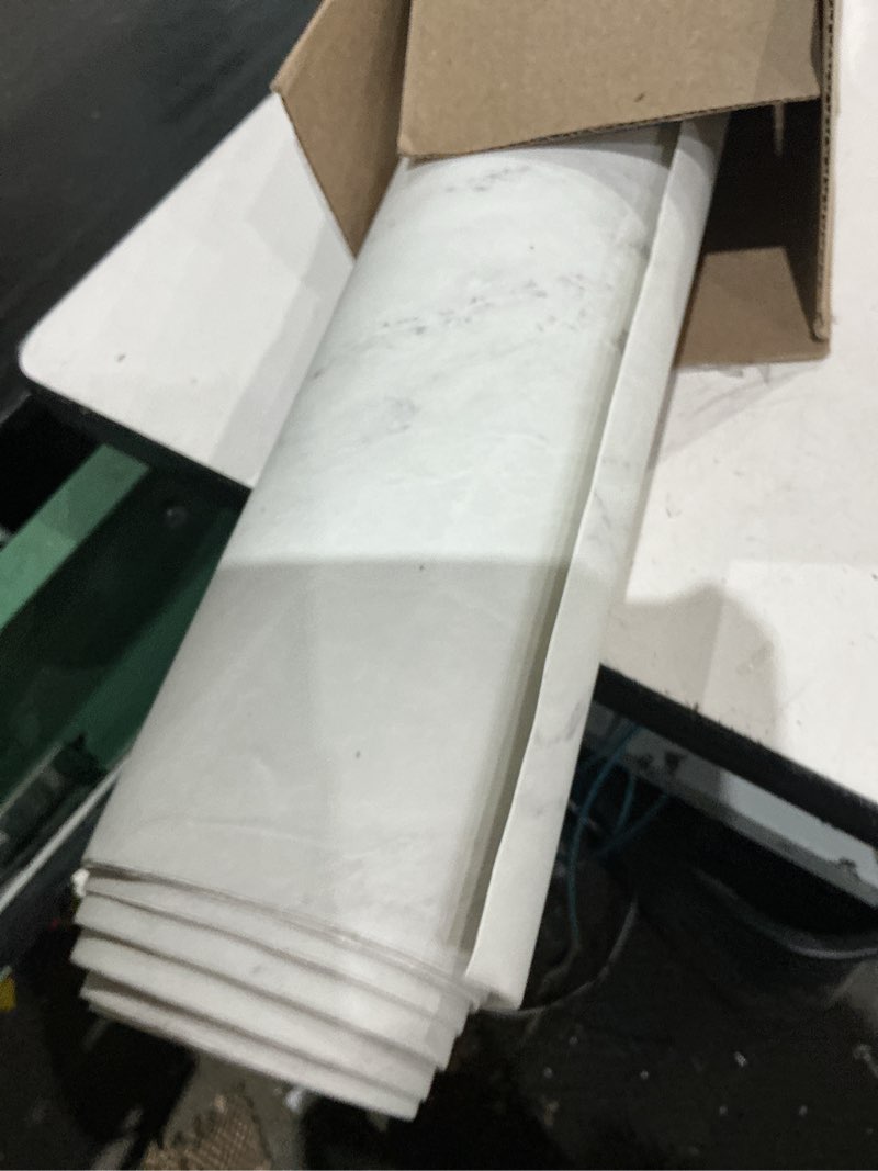 Condition photo showing As Is for very berry sticker marble contact paper (white matte, 24" x 118", 1 pack) premium peel and stick wallpaper for countertop, bathroom vanities & cabinets, renter friendly, waterproof vinyl white matte 24" x 118"