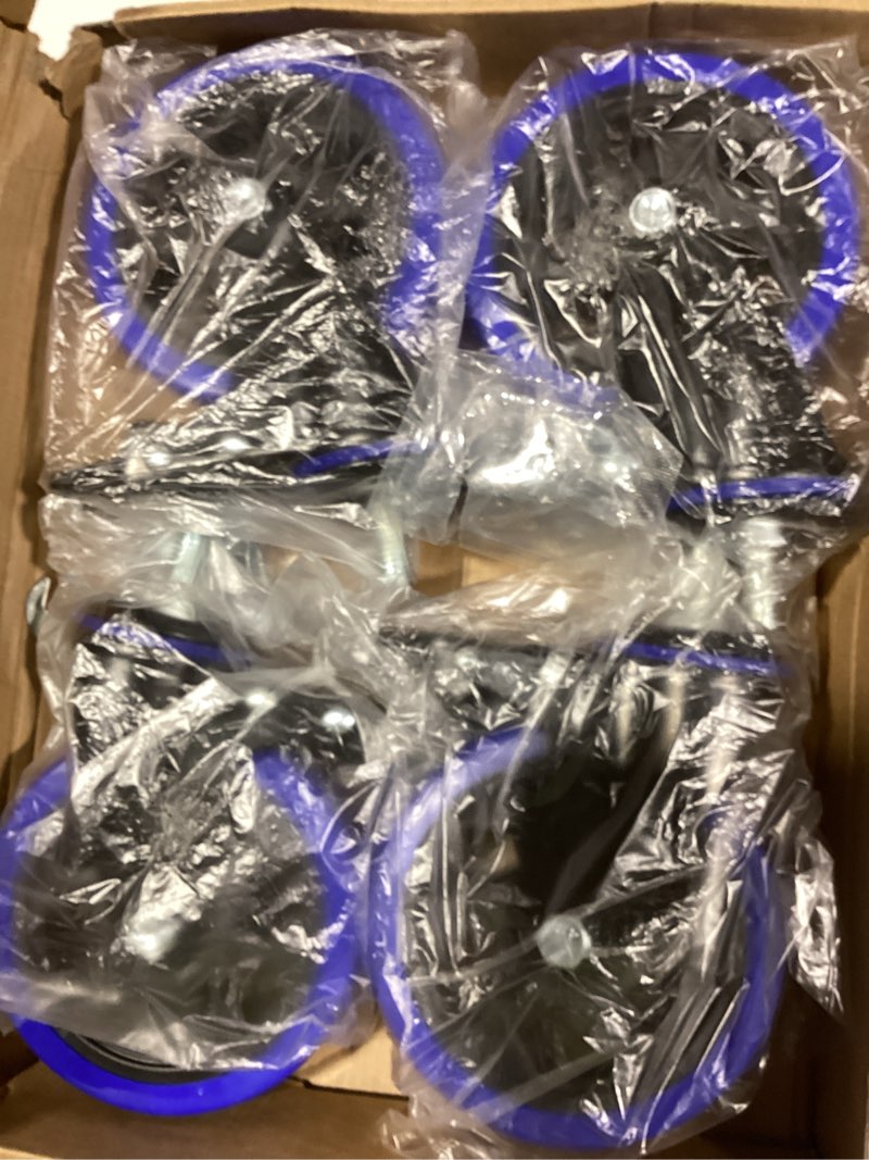 Condition photo showing As Is for 5 inch caster wheels heavy duty stem caster 2200lbs, threaded stem casters 1/2"-13 x 1(stem diameter 1/2", stem length 1"), swviel locking caster set of 4, industrial castor wheels for cart,furniture 1/2"-13x1" 5 inch