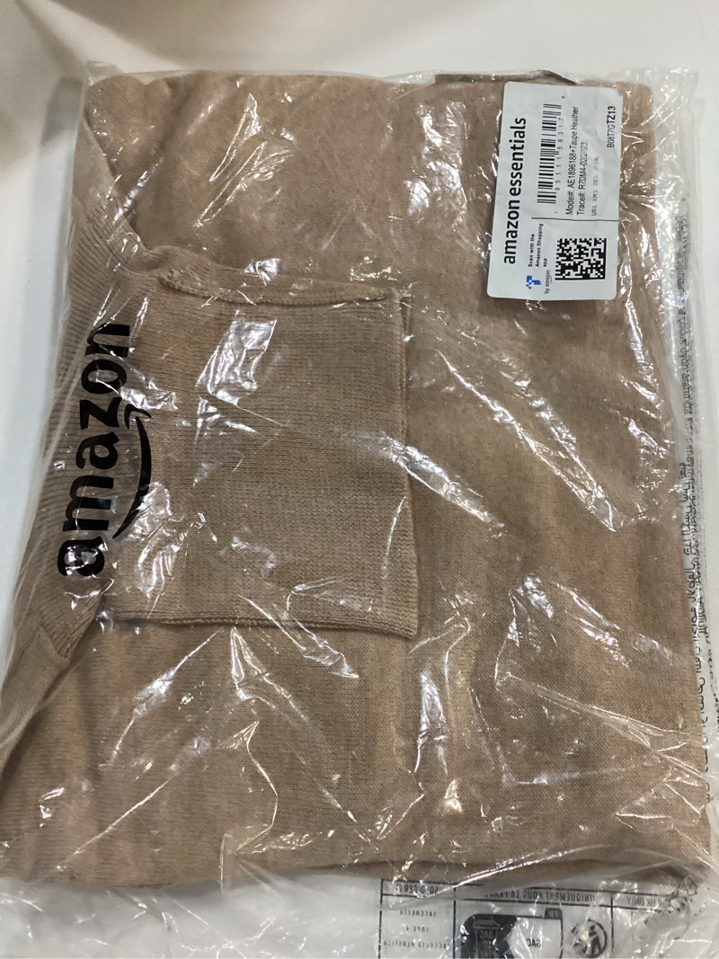 Condition photo showing New/Like New for Amazon Essentials Womens Classic-Fit Lightweight Long-Sleeve Turtleneck Sweater (Available in Plus Size) Large Taupe Heather