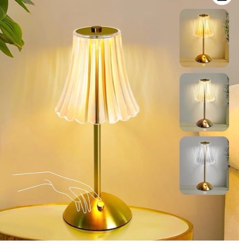 Liliful 1 Pcs LED Portable Cordless Table Lamp Touch Battery Operated Rechargeable Desk Lamp 3 Color Dimmable for Bedroom Living Room Dining (Classic Style,Gold) 1 Classic Style