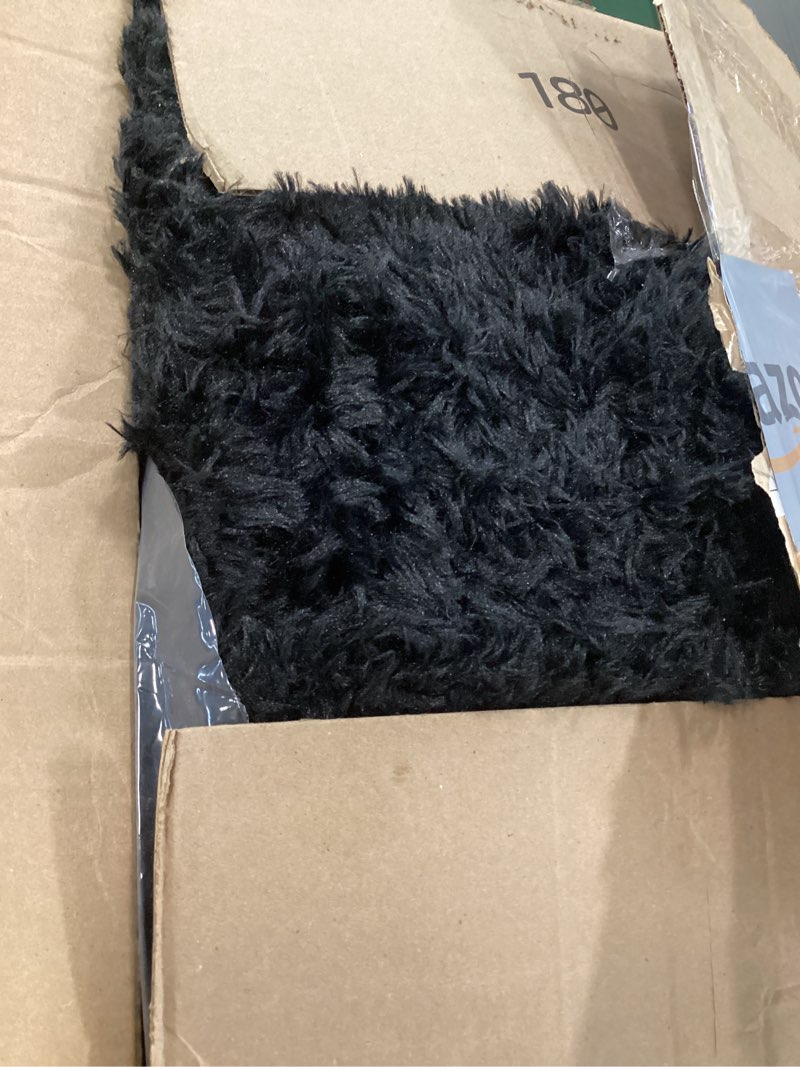 YJ.GWL Area Rugs for Living Room Bedroom, 8x10 Machine Washable Large Black Carpet, Soft Fluffy Shag