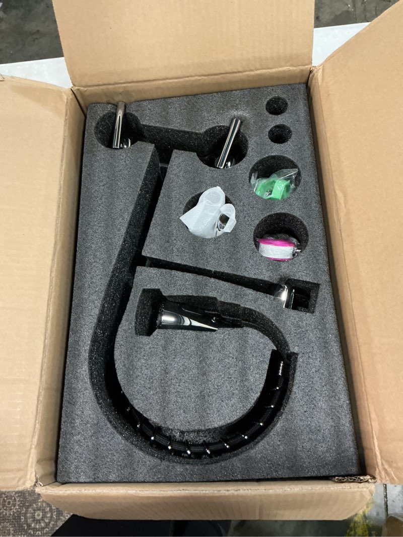 Condition photo showing Good Condition for wall mounted kitchen faucet with sprayer 8 inch center put down kitchen sink faucet dual handles commercial sink faucet,chrome chrome finish