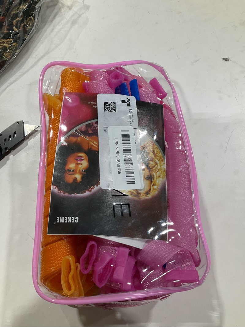 Condition photo showing Good Condition for 40pcs Heatless Spiral Hair Curlers for Long Hair - Heatless Curls Overnight 22inch Magic Hair Rollers No Heat Curlers for Women Kids Pink&Orange