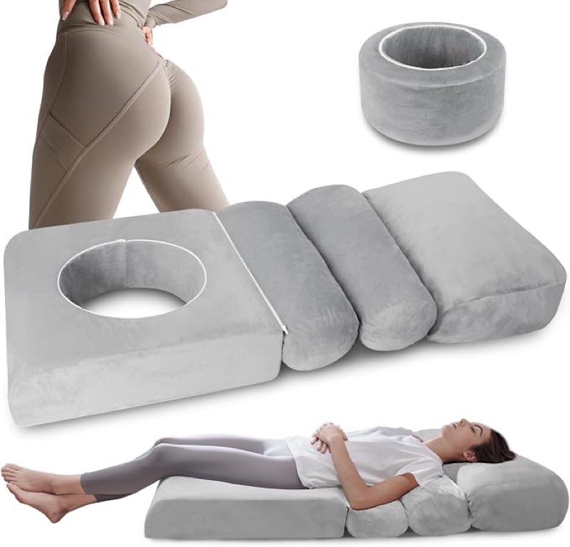 bbl bed after surgery for sleeping – ergonomic bbl pillow designed for brazilian butt lift, high-density pressure-relief foam, removable velvet cover, bbl recovery must haves (60x23.6x6.3in