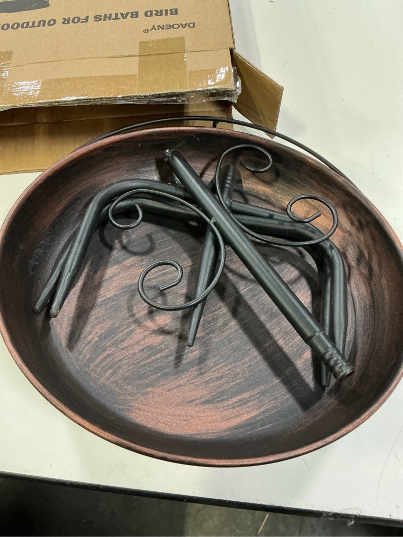 Condition photo showing New/Like New for daoeny 35in metal bird bath for outside, vintage freestanding birdbaths & birdfeeder, bird baths feeder bowl for outdoors garden patio yard lawn decor, upgraded 5-pronged base (antique bronze)