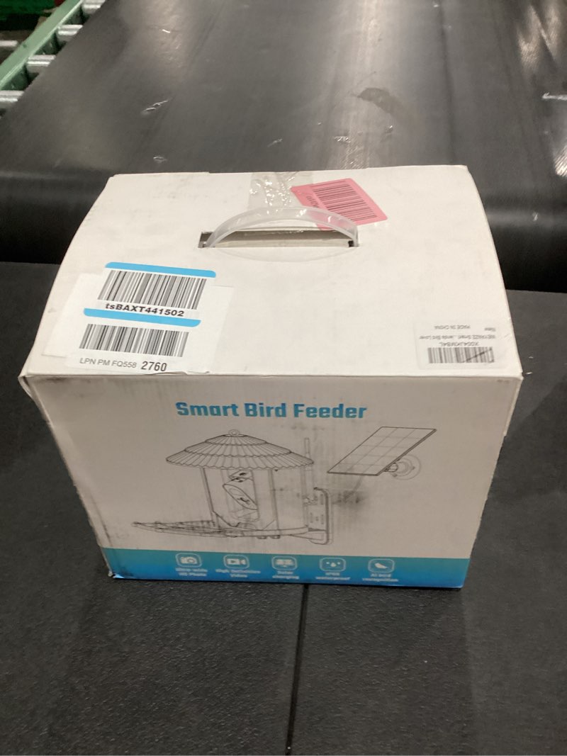 Condition photo showing As Is for Smart Birdfeeder with Camera Built-in&Solar Powered-Humming Bird Feeder Birdhouse with Camera Inside Wireless Video Live,Night Vision, AI Bird Recognition,Real-Time Alerts for Outdoor Birdlover Gifts