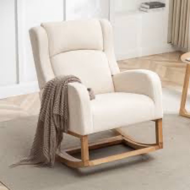 27.3" wide rocking chair with solid wood leg and footrest