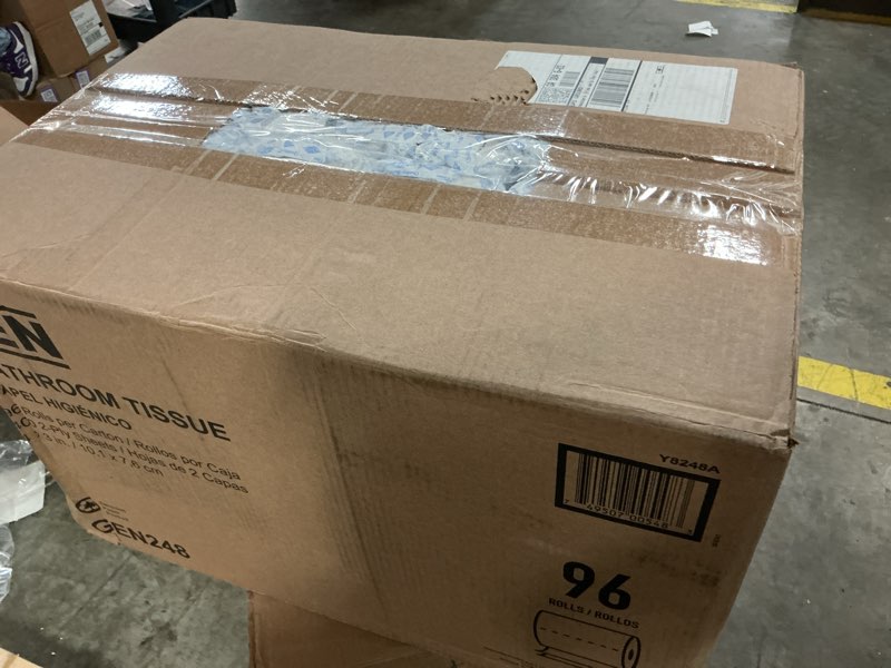 Condition photo showing New/Like New for gen standard bath tissue, 2-ply, white, 4 x 3, 400 sheets/roll, 96 rolls/carton