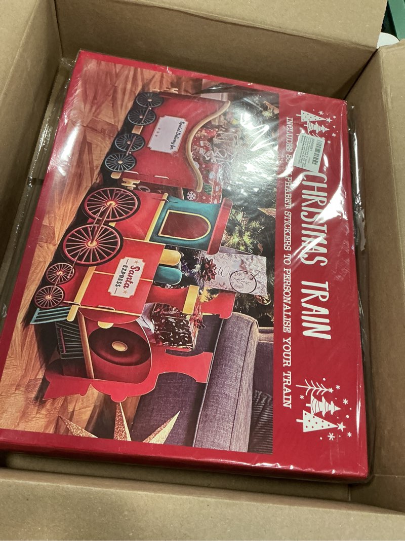 Condition photo showing Good Condition for Christmas Presents Trains, DIY Santa’s Gift Train Deliver Holiday Cheer in Style, Cardboard Christmas Pr-esent Train, Gift & Candy Holder, Holiday Party Centerpiece, Family Christmas Decoration