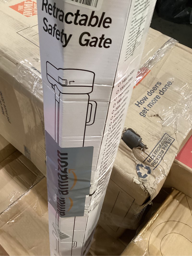 Condition photo showing As Is for Reinforced 42" Extra Tall Retractable Dog Gate, 200" Extra Wide Baby Gate with Support Rods-Prevent Crawling Through, Outdoor/Indoor Baby Fence/Barrier/Blocker for Home, 16ft Retractable Garage Gate