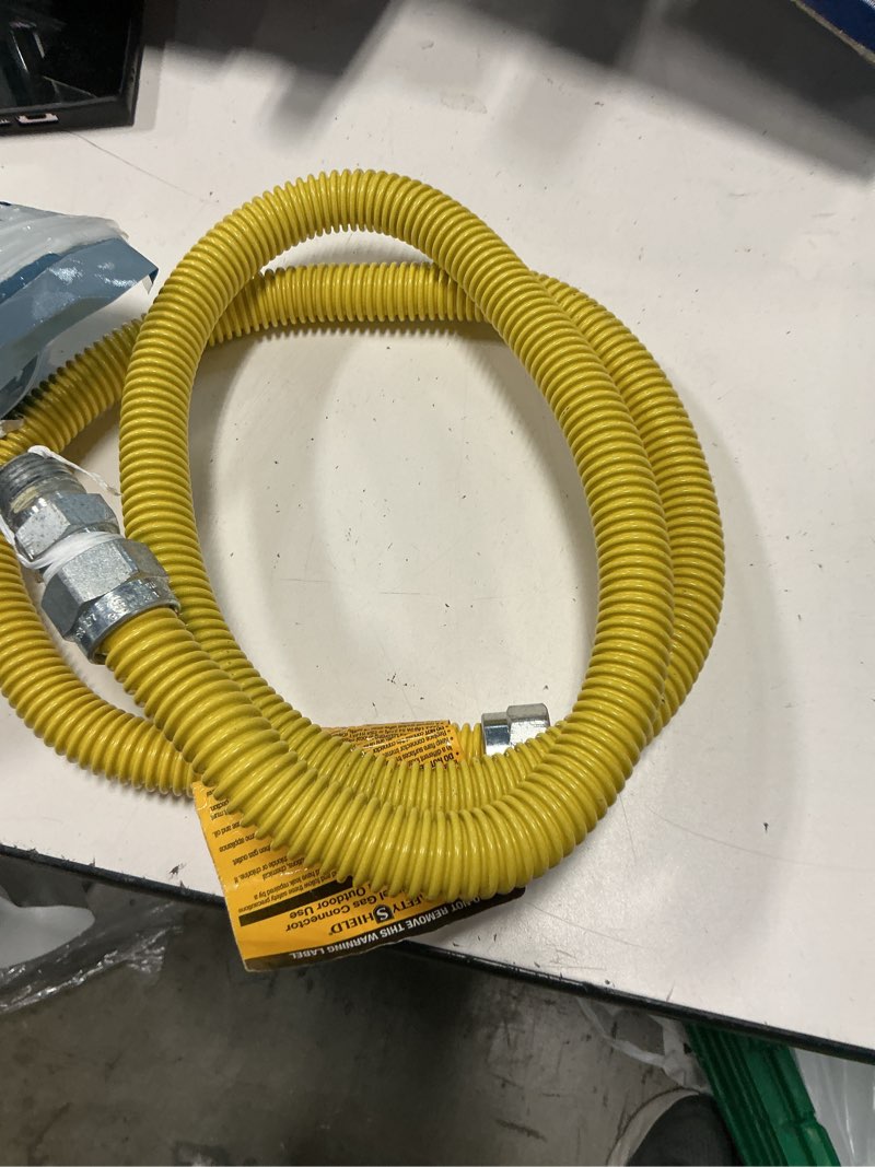Condition photo showing As Is for eastman 48-in 1/2-in mip inlet x 3/8-in mip outlet stainless steel gas appliance installation kit