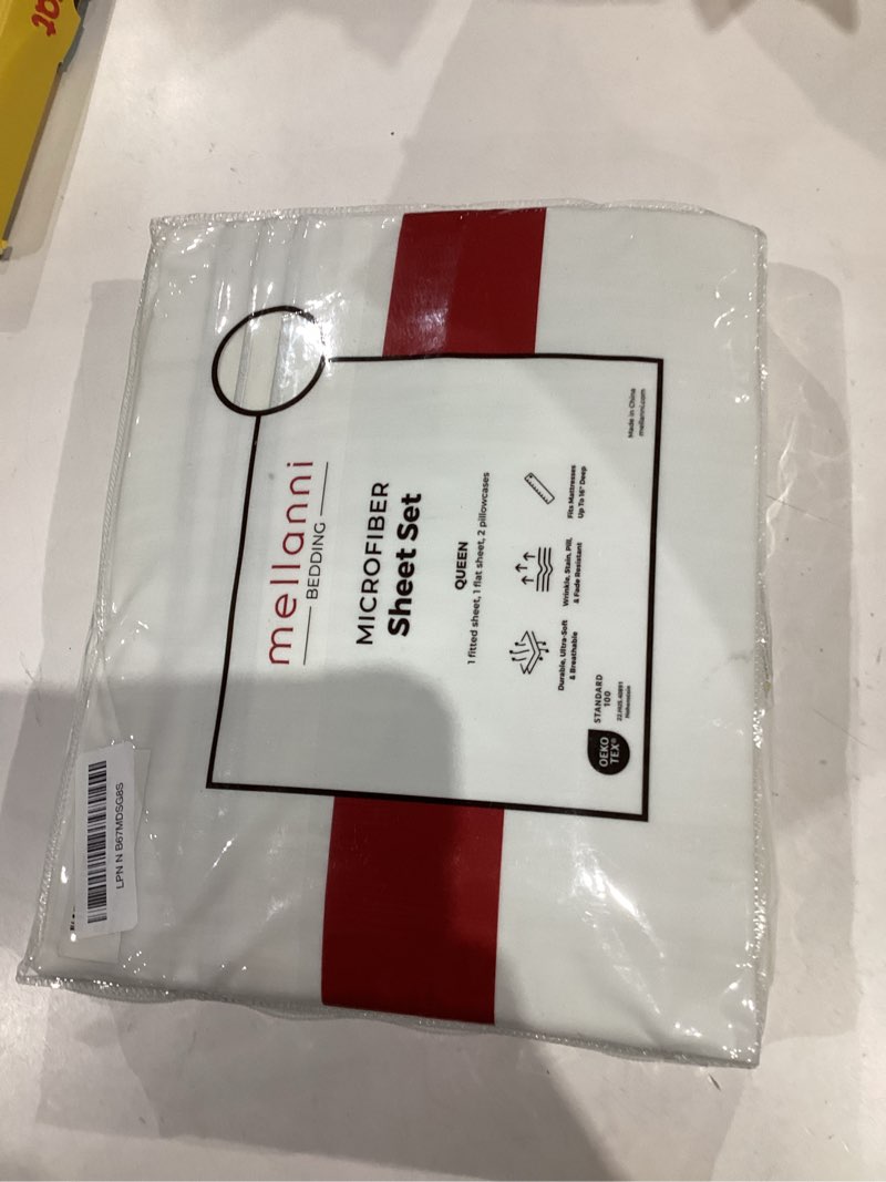 Condition photo showing Good Condition for mellanni queen sheets set - 4 pc iconic collection bedding - hotel luxury, extra soft, cooling bed sheets - wrinkle, fade, stain resistant (queen, ivory) 1126 ivory queen