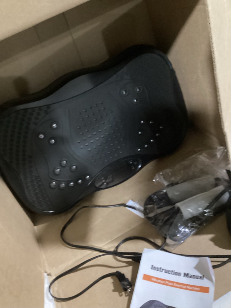 Condition photo showing Good Condition for vibration plate exercise machine, 130 levels full body workout vibrating plate for lymphatic drainage weight loss, 450 lbs capacity shake platform with resistance bands bluetooth for women men