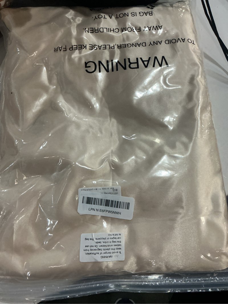 Condition photo showing New/Like New for 4 pack beige ruffle tablecloth 60" x 102" | satin, rectangle, silky, scalloped, for kitchen dining and weddings