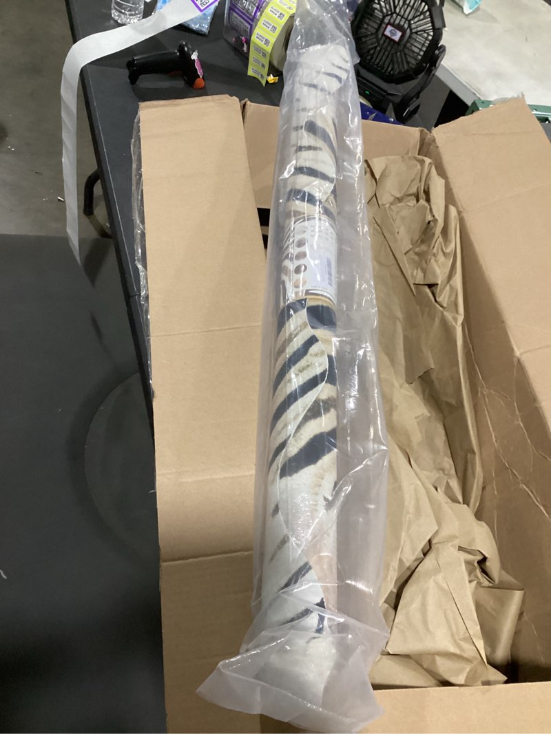 Condition photo showing As Is for jinchan zebra print area rug faux skin cowhide animal design mat faux suede safari accent rug indoor floorcover for bedroom living room 3x4 feet 3'1" x 3'11" black,white