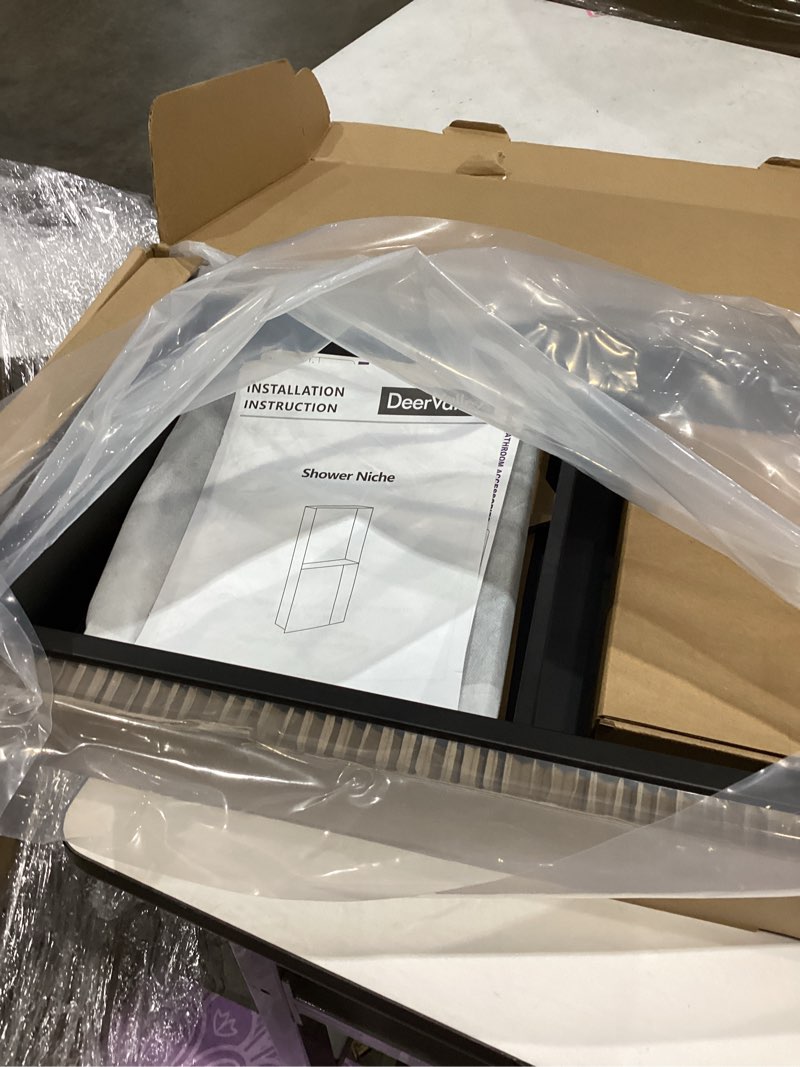 Condition photo showing New/Like New for stainless steel shower niche no tile needed 24"x12" inner size (25.19"x13.19" outside size) matte white - niche for shower wall - bathroom niches - includes corner shelves razor holders and wall hooks white 24"x12"