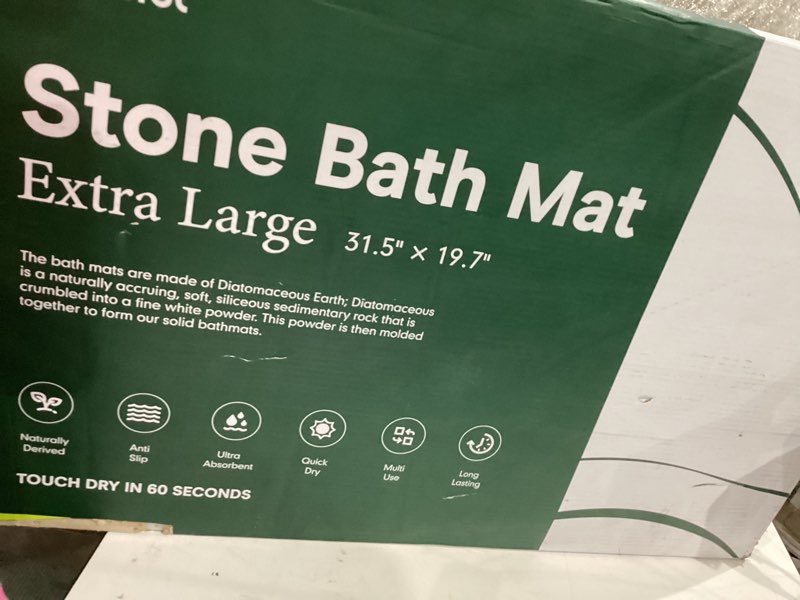 Condition photo showing Good Condition for large stone bath mat, super absorbent diatomaceous earth bath mat large, quick drying non-slip diatomite stone bath mats for bathroom, easy to clean (dark grey, extra large 31.5" x 19.7") dark grey 31.5" x 19.7" (rectangular)