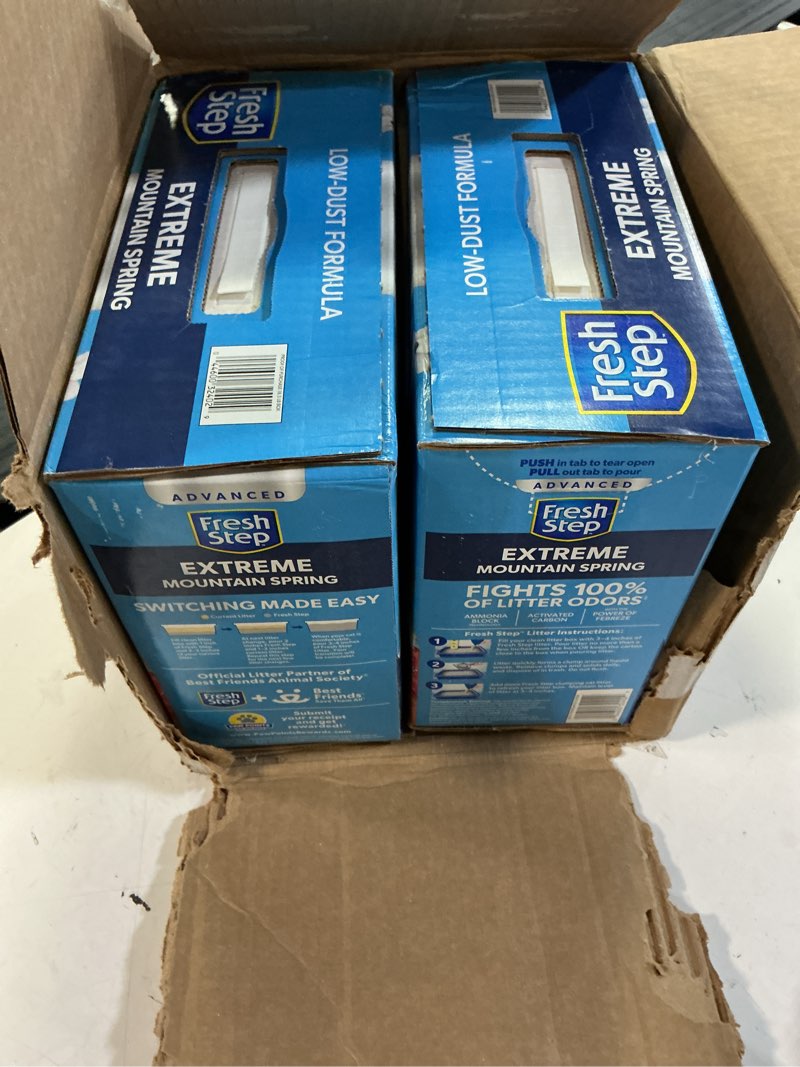 Condition photo showing New/Like New for fresh step clumping cat litter, advanced, extreme mountain spring odor control, extra large, 37 pounds total (2 pack of 18.5lb boxes) (b07zk3nsjq)