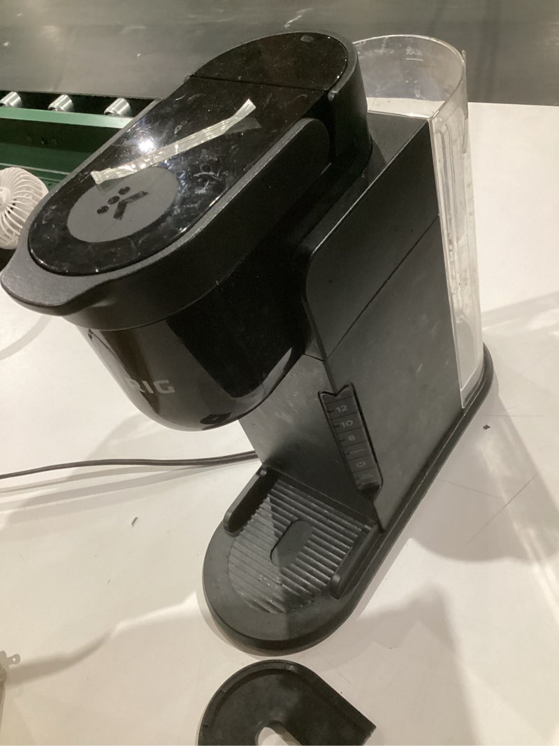 Condition photo showing As Is for keurig k-express single serve k-cup pod coffee maker, 3 brew sizes, strong button feature, 42oz removable reservoir, black
