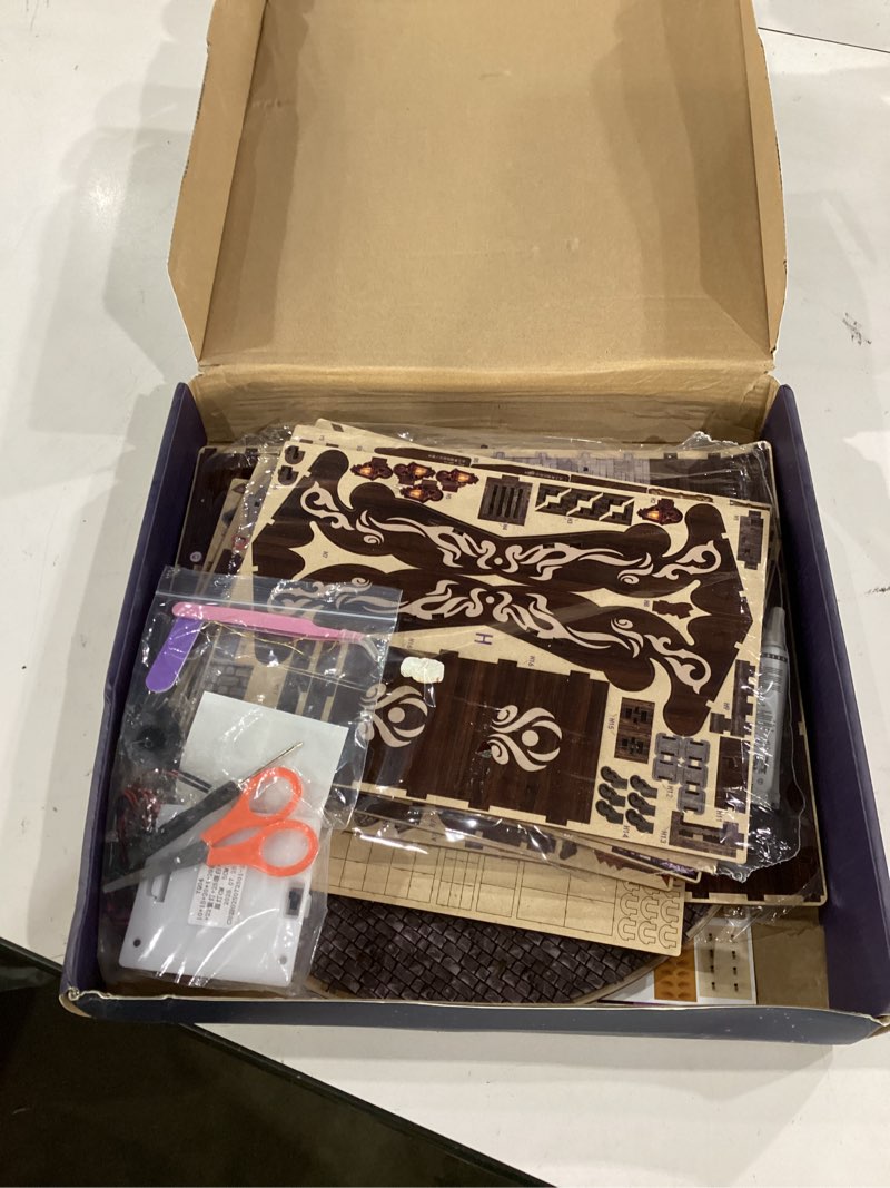 Condition photo showing As Is for diy dollhouse kit - 3d round wooden miniature house craft for adults, hanging decor & tabletop display tiny home,creative home decor and gift idea