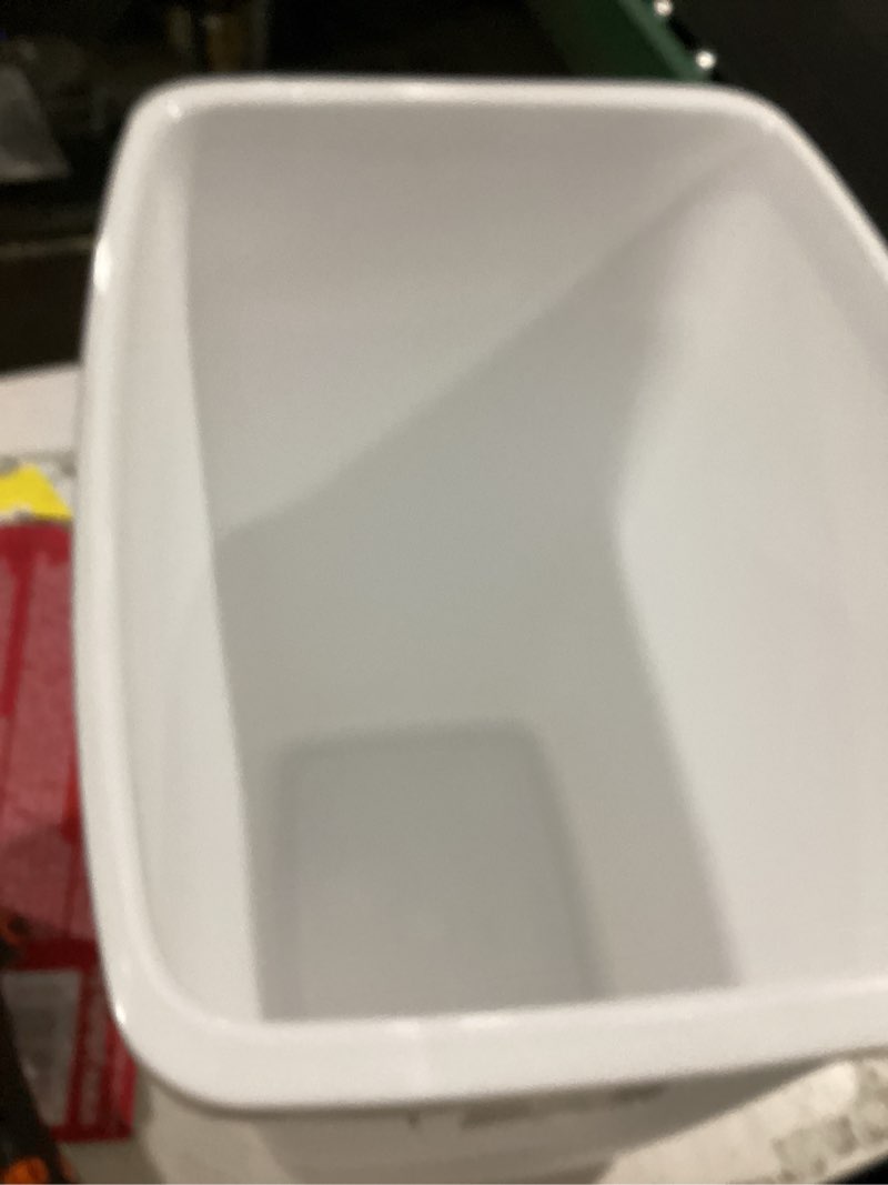 Condition photo showing Good Condition for rubbermaid small kitchen bathroom trash can, 9 gallons, white, waste basket for under counter/kitchen/office/bedroom/bathroom