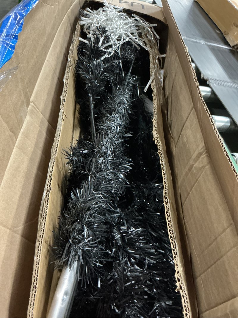 Condition photo showing As Is for Lunmon Half Christmas Tree for Wall Corner Artificial Christmas Tree with LED Lights Metal Stand Xmas Holiday Decor for Home Indoor Xmas Party Decoration(Black,6ft)