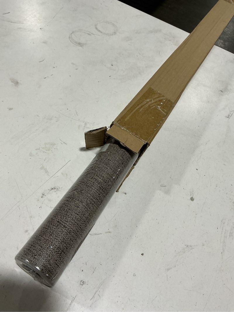 Condition photo showing New/Like New for wadile grasscloth peel and stick wallpaper 23.6in x 118in, textured contact paper for cabinets, faux linen wall paper pull and stick, fabric vinyl wallpaper self adhesive brown gray 23.6" x 118" brown gray