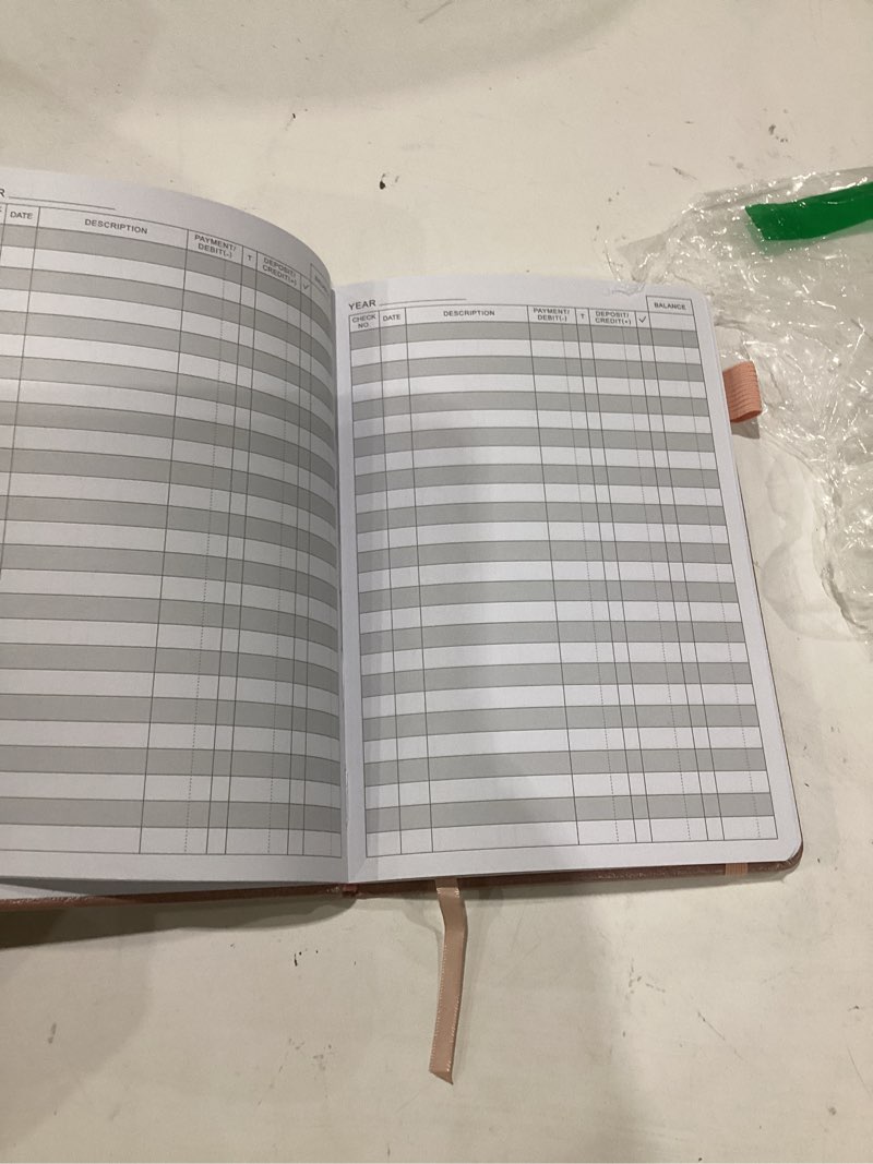 Condition photo showing Good Condition for jubtic check registers for personal checkbook, checkbook log with debit card & transaction registers for work use, simple account tracker & financial ledger, a5 hardcover - rose gold medium (5.8x8.3 inch) rose gold